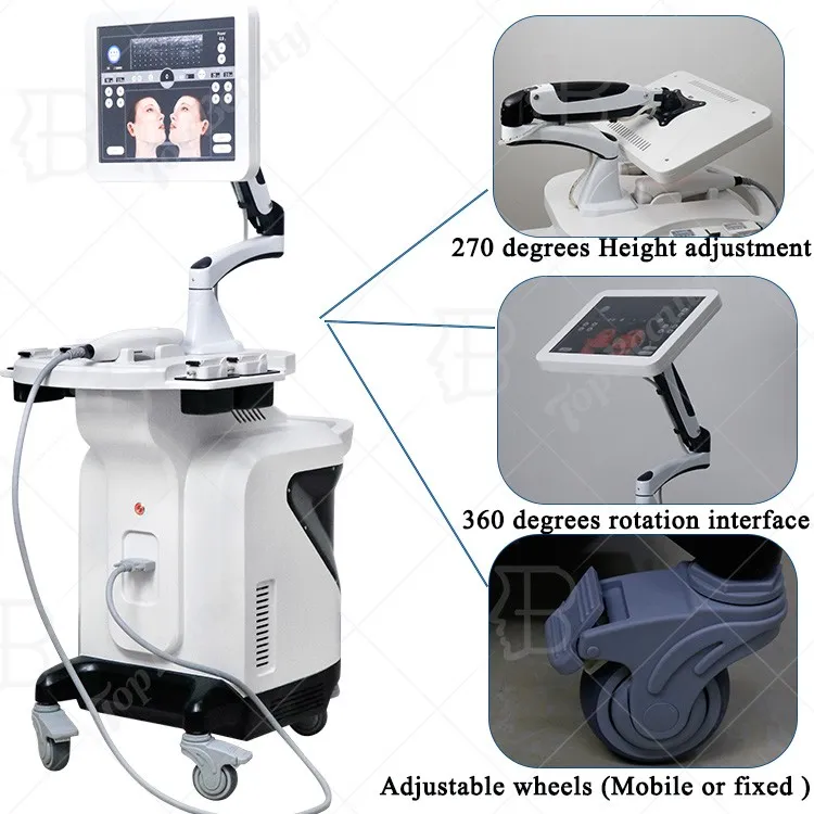 360 ° rotate display ultrasound skin rejuvenation Wrinkle Removal vertical 4D MMFU Machine