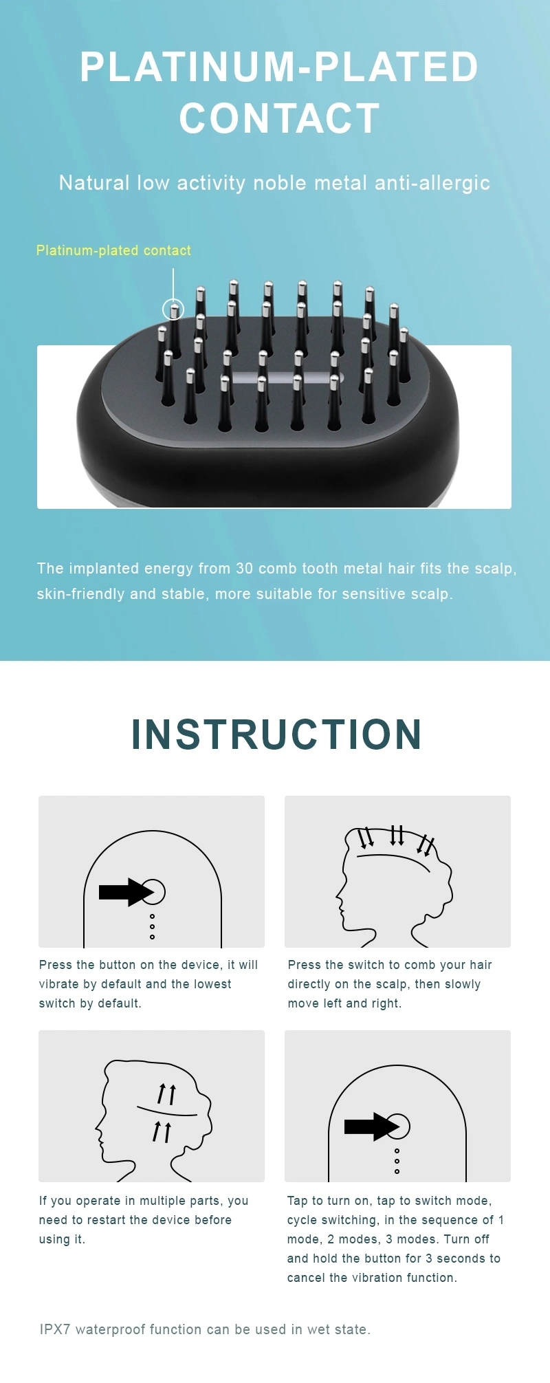 Electric LED Laser Hair Growth Comb Prevent Hair Loss Promote Hair Regrowth Treatment Products for Men and Women