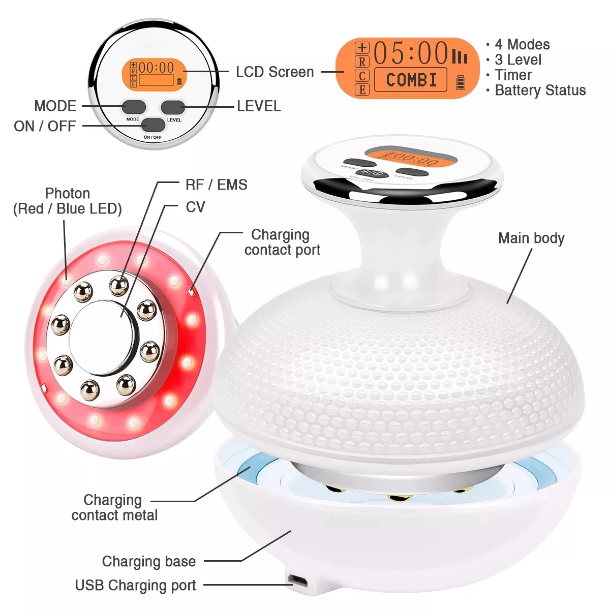 Home Use Rf Weight Loss Machine Portable Ems Led Photon Body Slimming Machine Beauty Salon Equipment