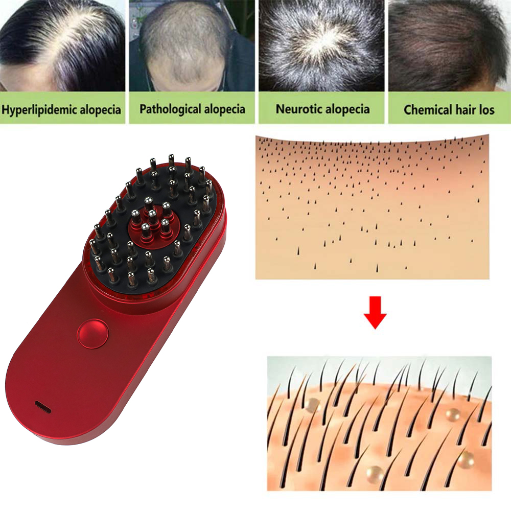 Portable Mini Electric Ionic Hair Brush Anti-Static Scalp Head Massage Comb Hair loss machine treatment Care