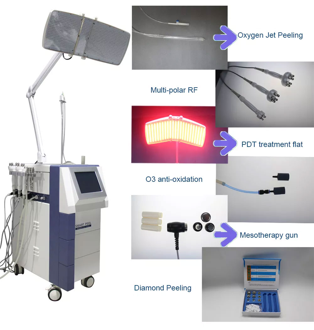6 In 1 Portable PDT Photon Light Facial Therapy 6 Colors LED Face PDT Light RF skin tighten Hydro Facial Machine