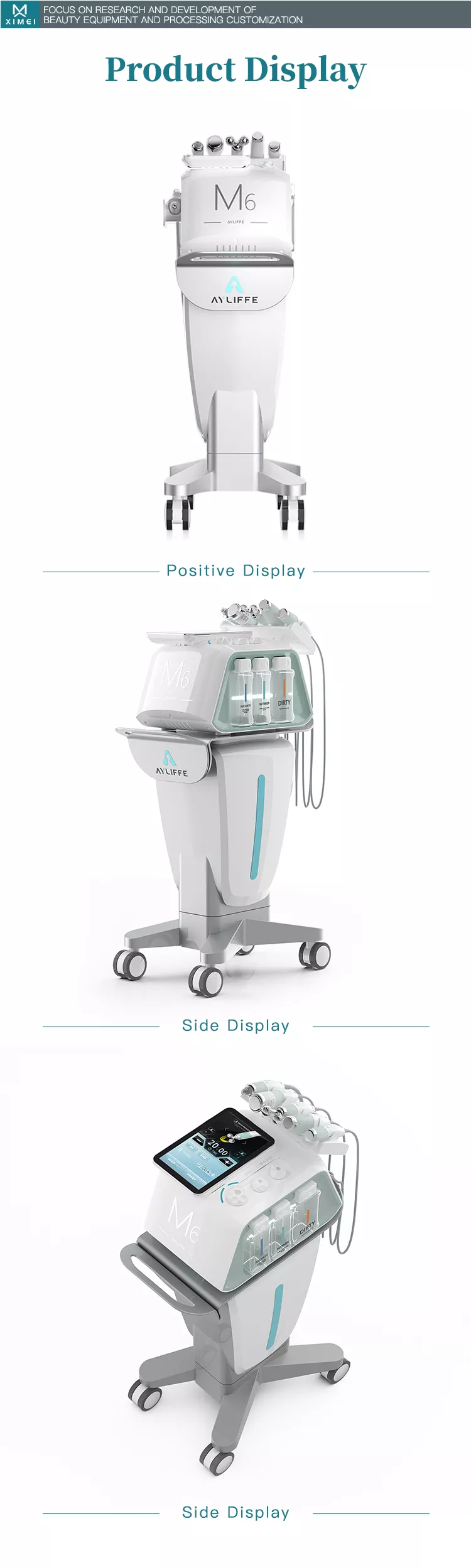 6 in 1 aqua facial jet peel vacuum face cleaning hydro dermabrasion device for SPA