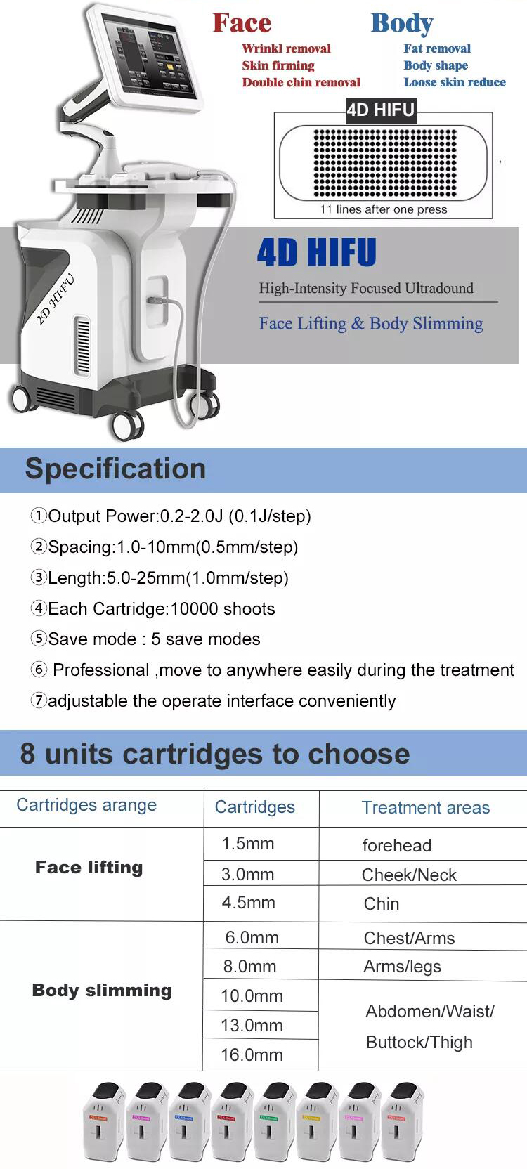 360 ° rotate display ultrasound skin rejuvenation Wrinkle Removal vertical 4D MMFU Machine