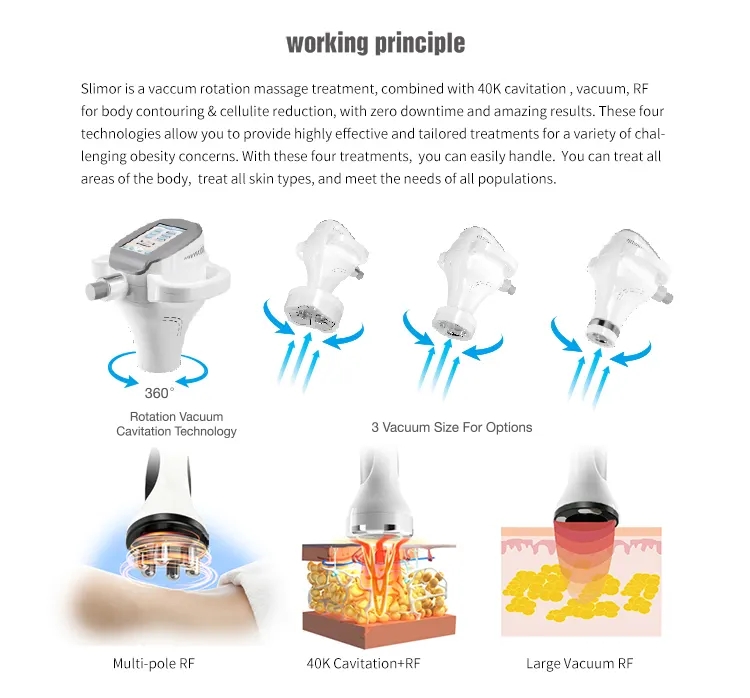 360 Rotation Vacuum Cavitation RF System Body Slimming Machine