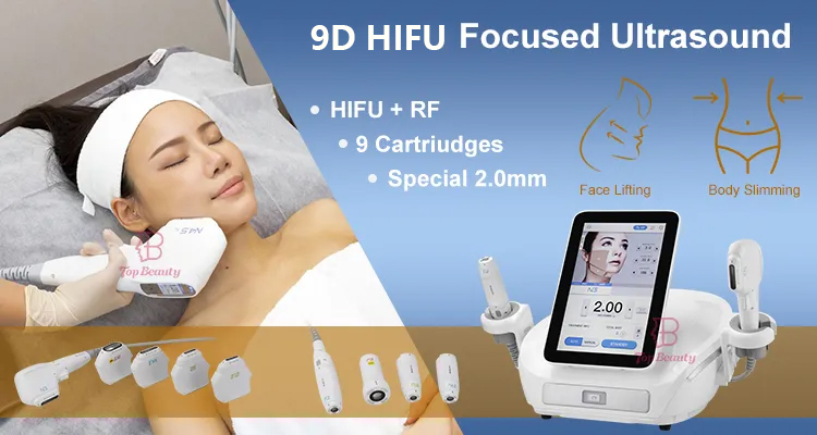 NEW HIFU RF Technology Ultrasonic Rf 10 Cartridges Shaping Beauty Device For Skin Tightening And best wrinkle remover