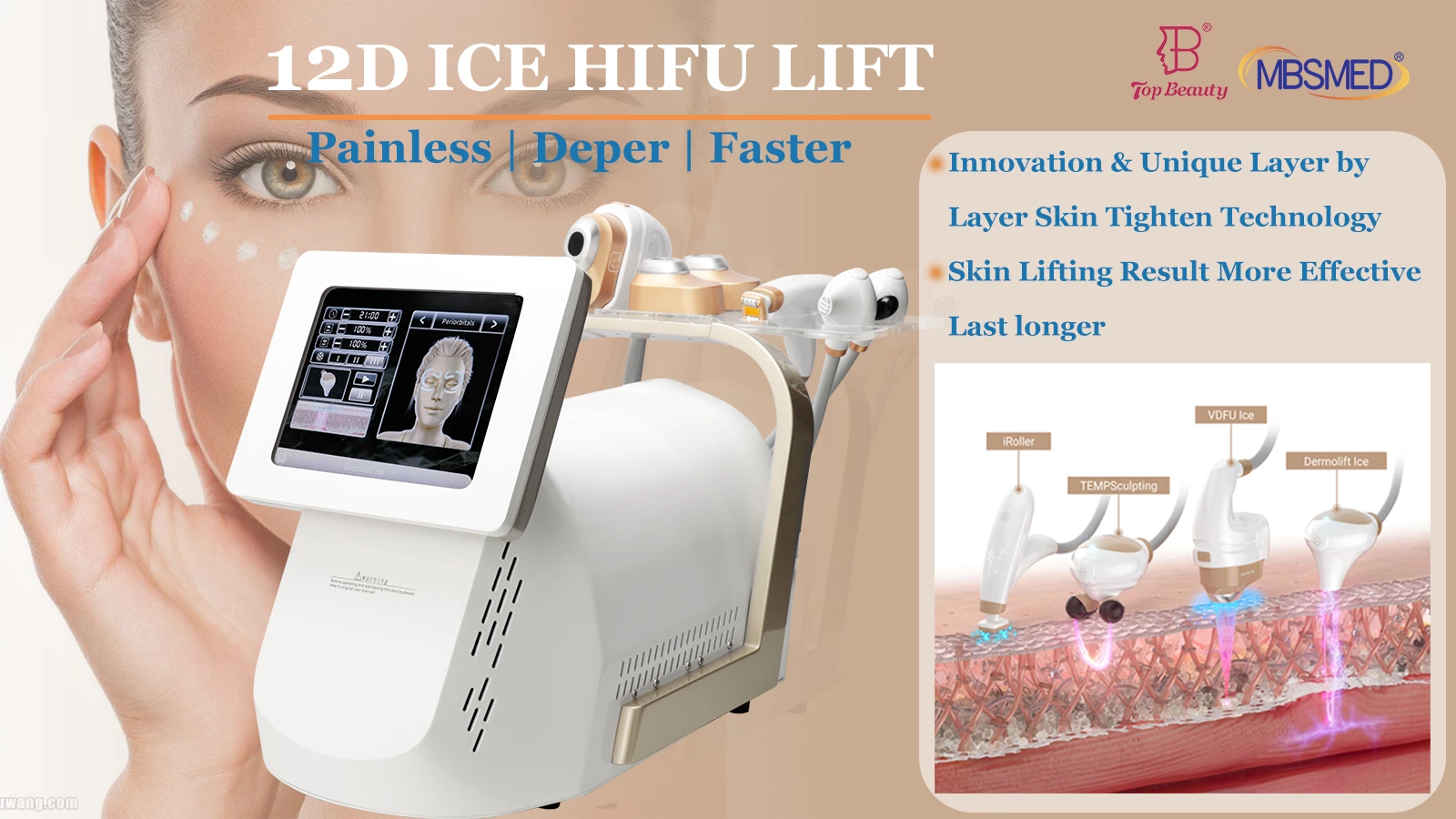 12D ICE hifu machine face lifting hifu Skin tighten HIFU machine