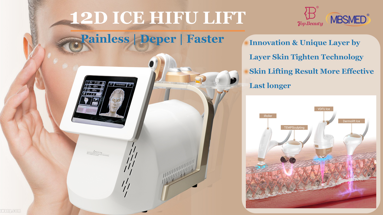 12D ICE hifu machine face lifting hifu Skin tighten HIFU machine