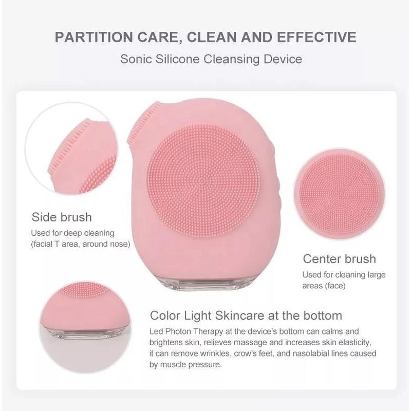 T zone cleaning face massage silicone facial brush with led newest products