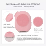 T zone cleaning face massage silicone facial brush with led newest products