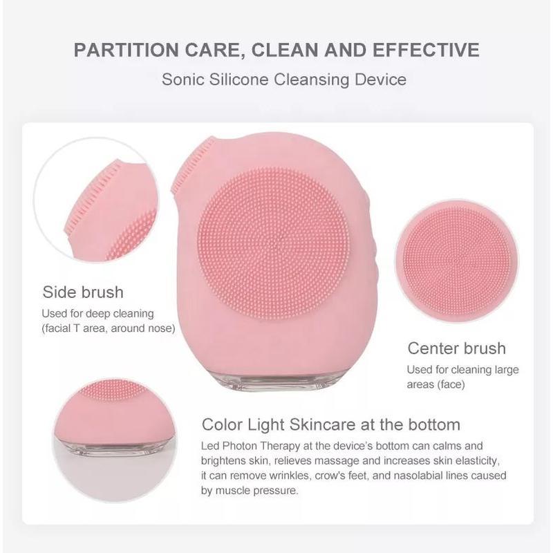 T zone cleaning face massage silicone facial brush with led newest products
