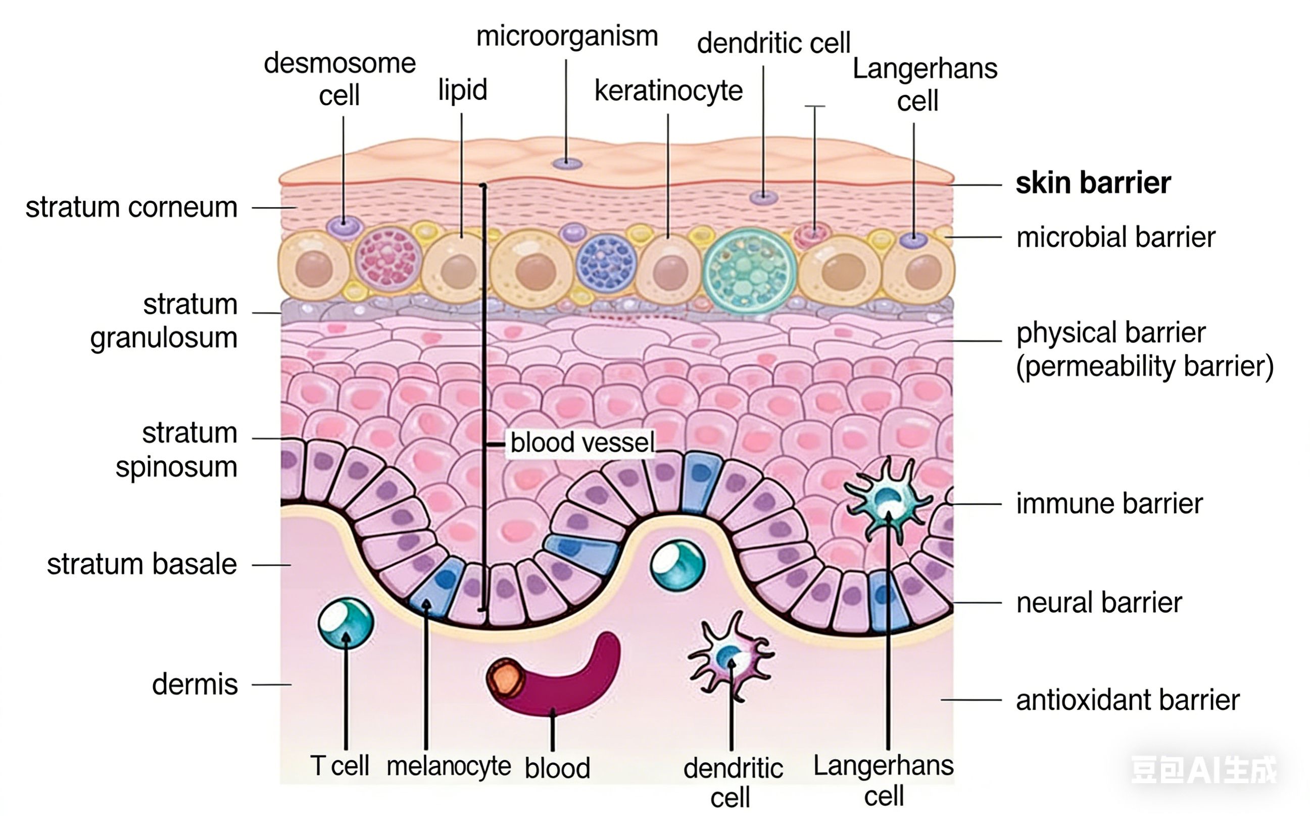 Schematic diagram of the barrier function of human skin.