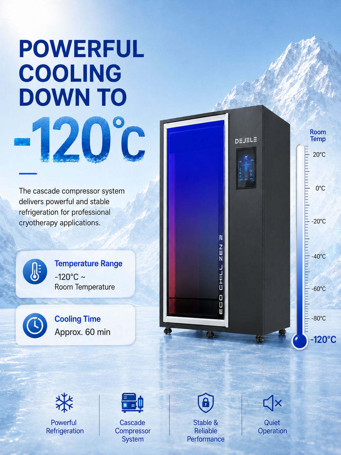 Body Cryotherapy Equipment with Electric Cooling System Cold Therapy Chamber