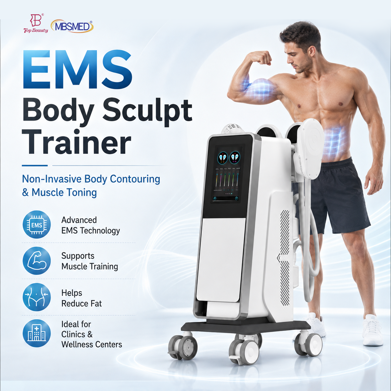 Modern Trolley Muscle Building Adjustable Intensity EMS Body Sculpt Trainer