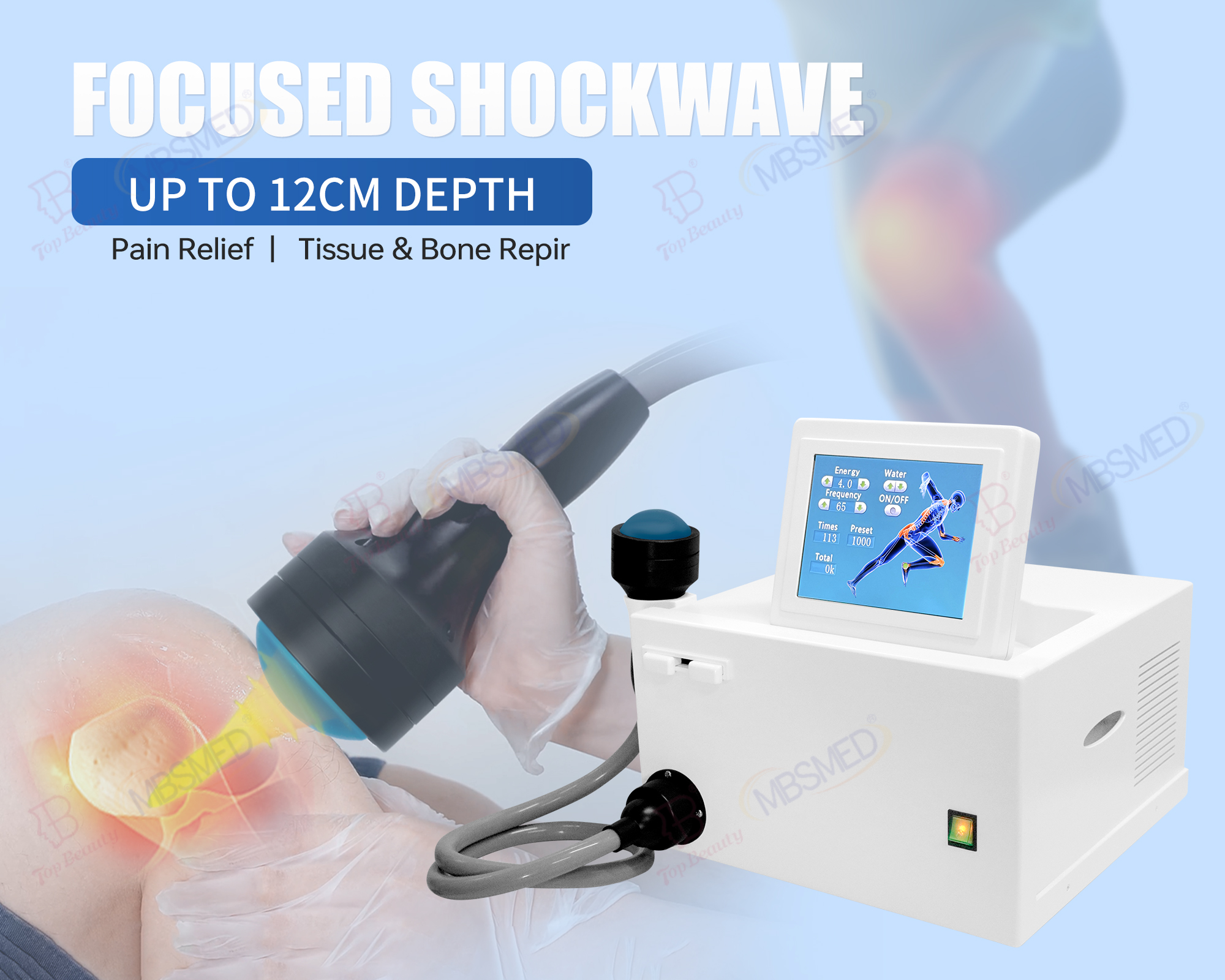 12cm depth Focused Shockwave Therapy Machine for Pain Management & ED Treatment