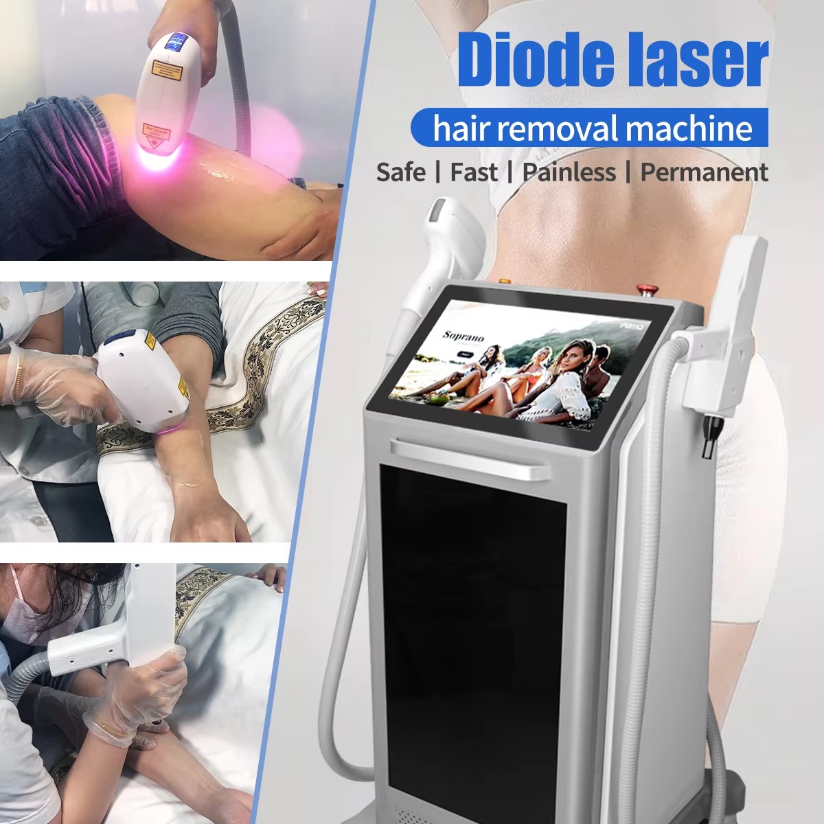 2 in 1 755 808 1064nm Triple Wavelength Laser for Hair Removal