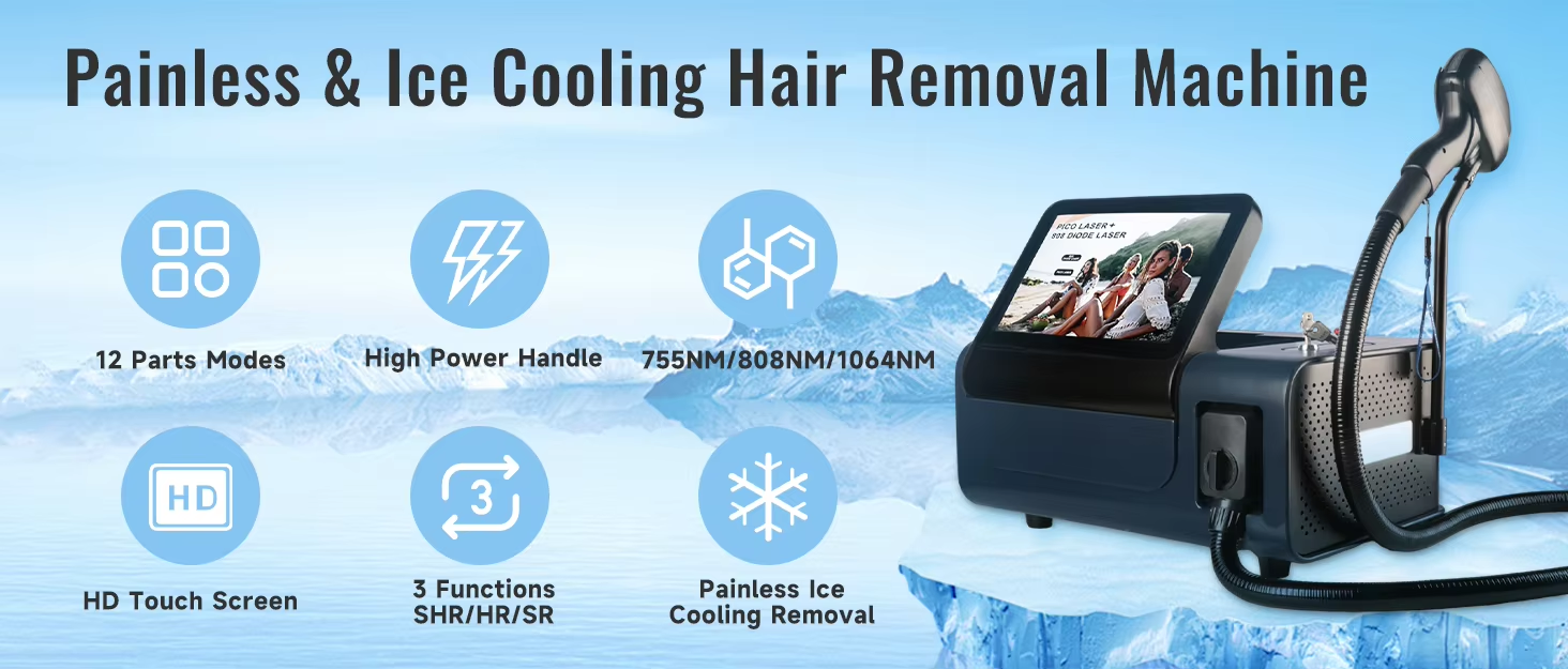 3 Wavelengths 808nm Diode Laser 755 808 1064 Diode Laser Hair Removal Machine