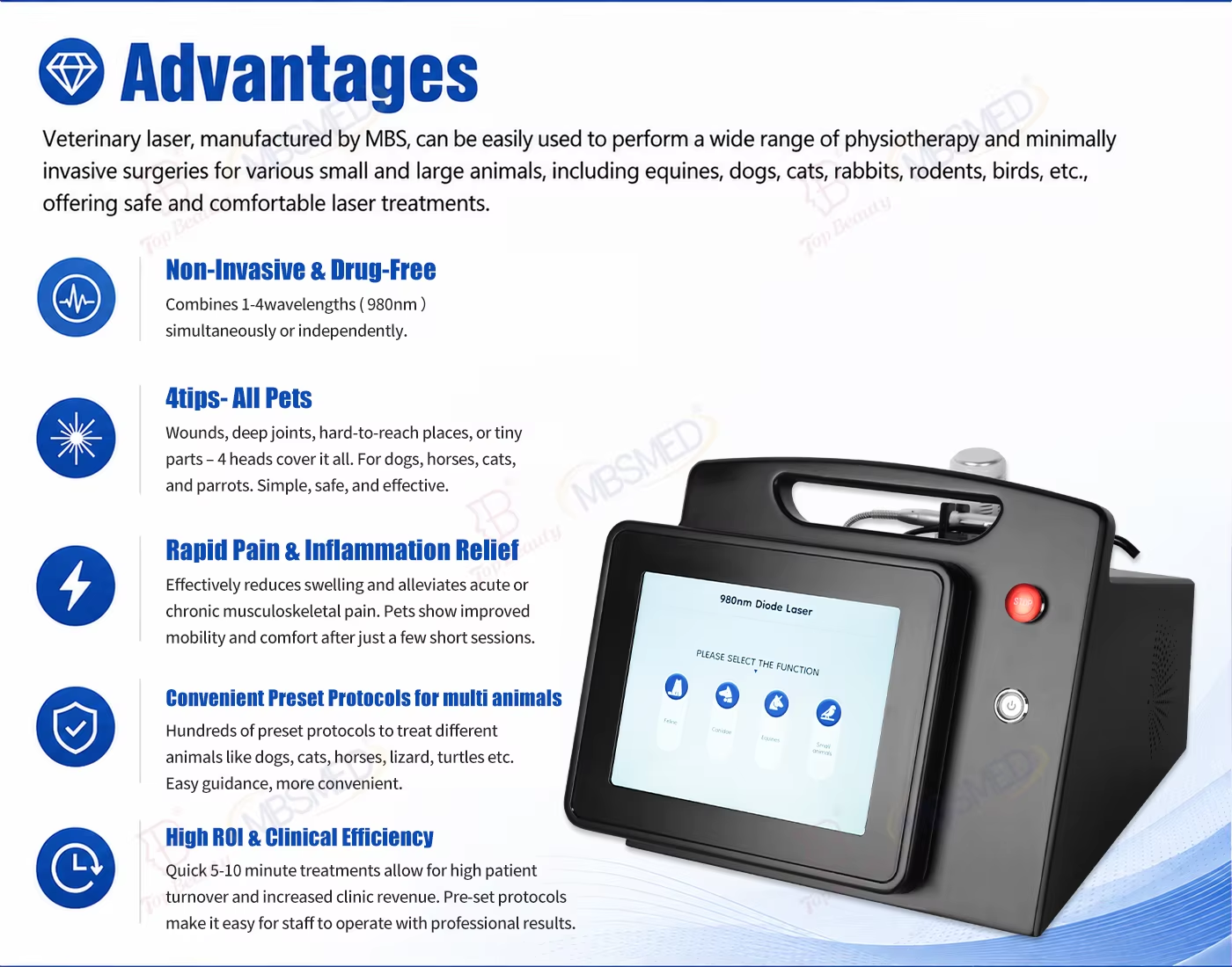 Professional Portable 980nm Pet Laser Therapy Equipment
