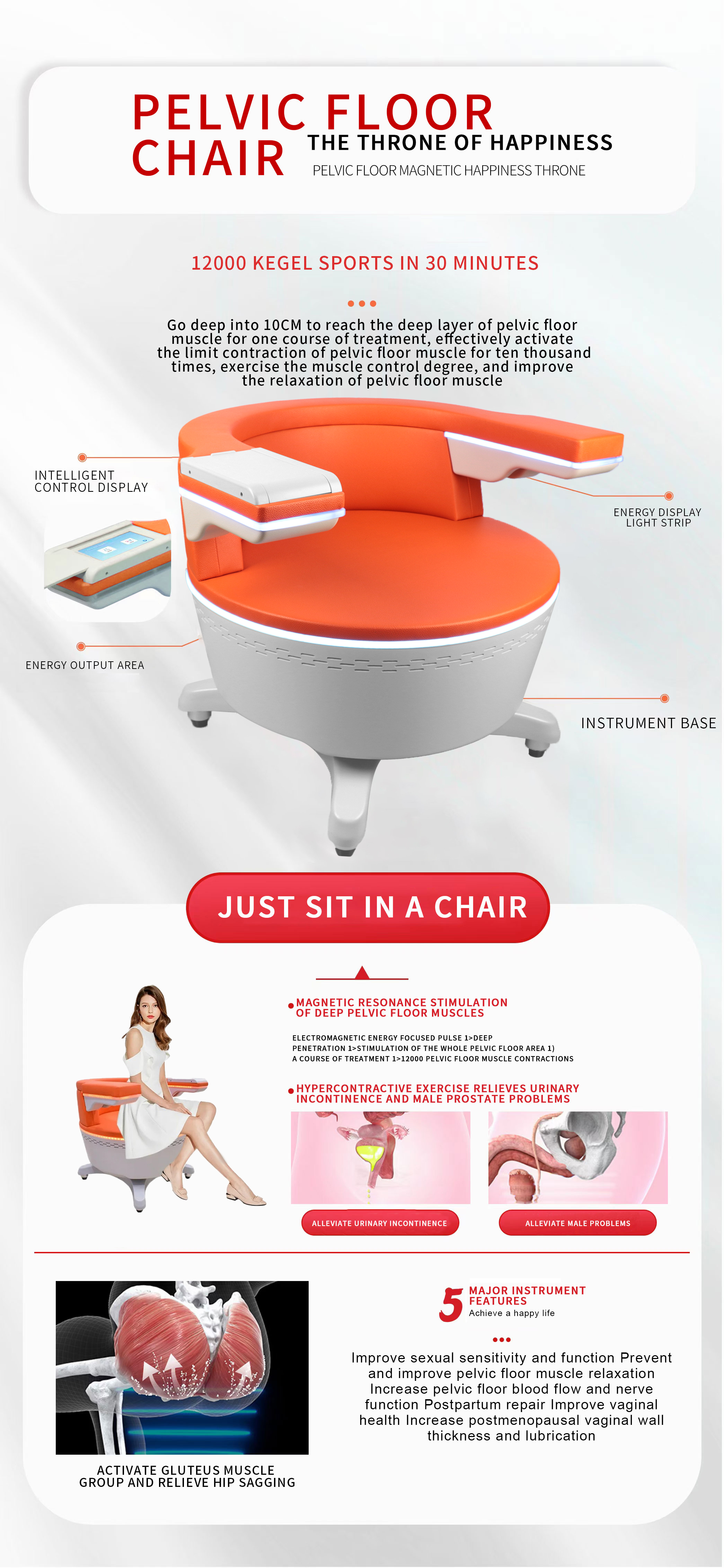 Non Invasive Ems Sculpting Chair Urinary Incontinence Recovery Machine