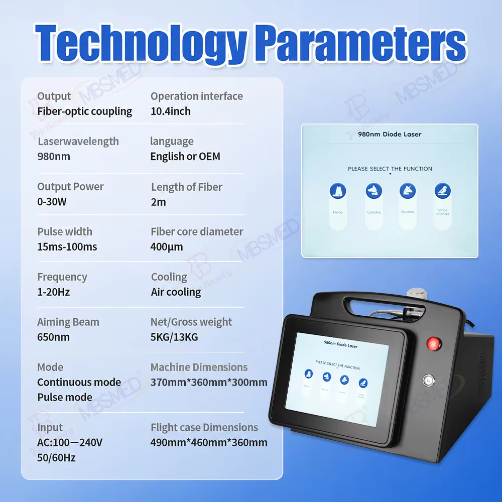 Professional Portable 980nm Pet Laser Therapy Equipment