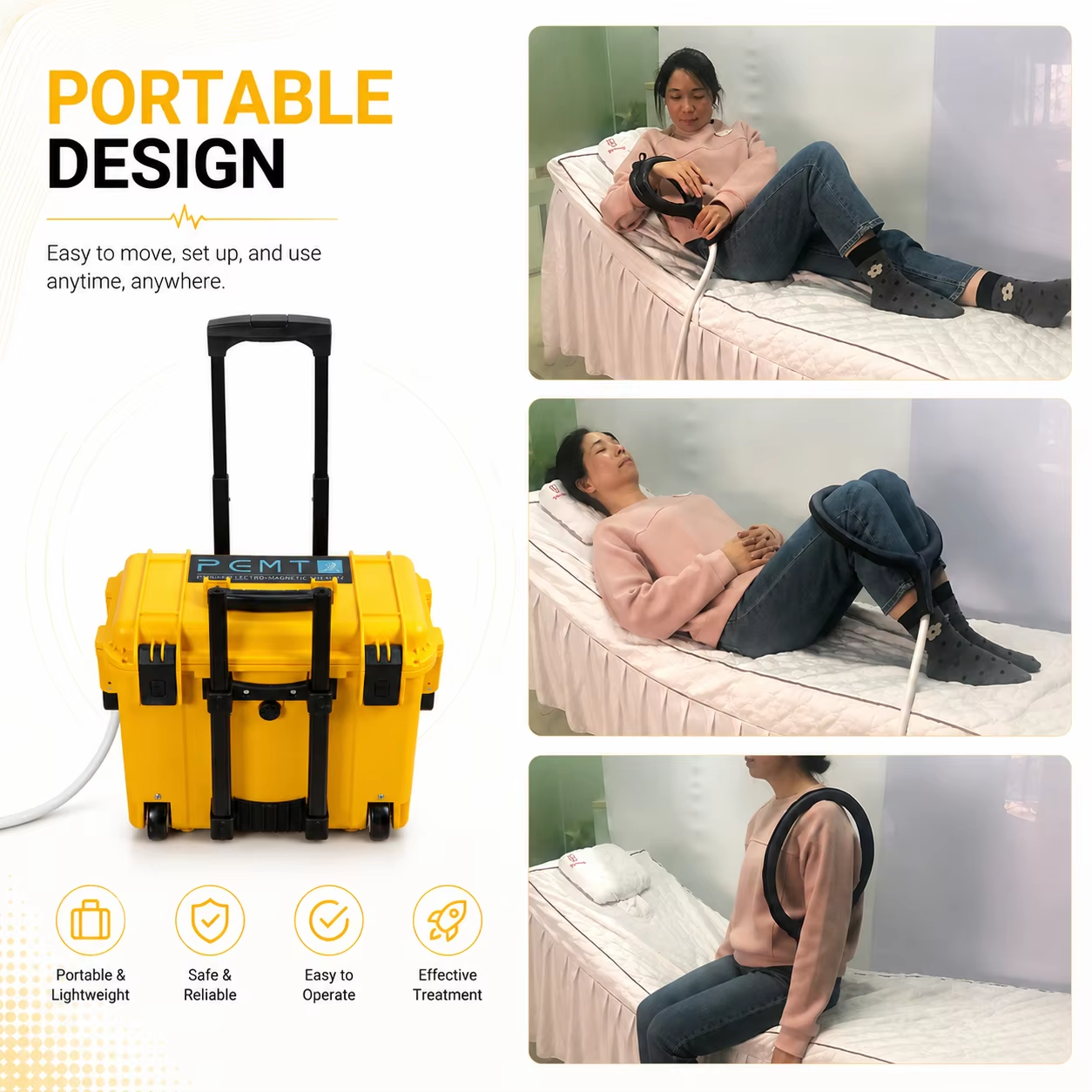 Portable Pulsed Therapy Adjustable Intensity Magnetic Field Device for Physiotherapy Use