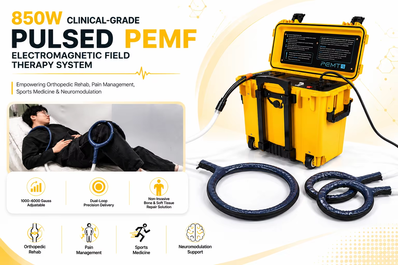 Portable Pulsed Therapy Adjustable Intensity Magnetic Field Device for Physiotherapy Use