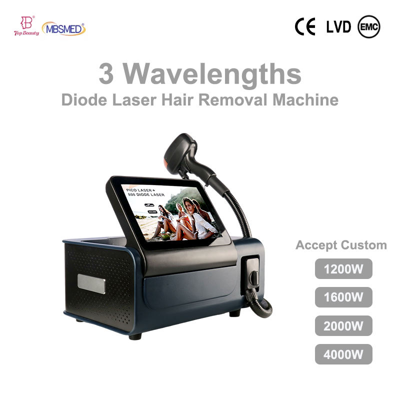 3 Wavelengths 808nm Diode Laser 755 808 1064 Diode Laser Hair Removal Machine