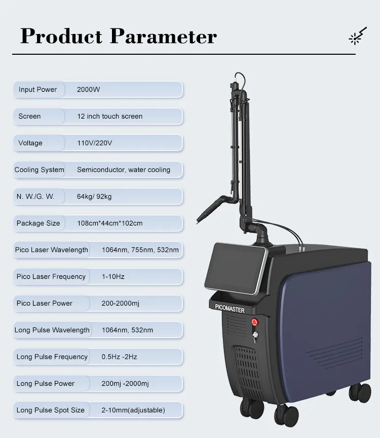 Picosecond Laser Tattoo Removal & Long Pulse Laser Skin Care Machine