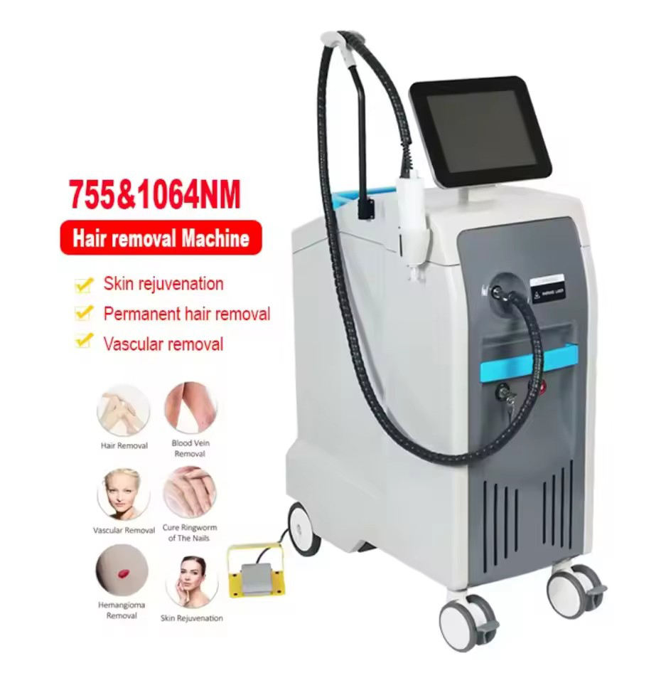 755nm 1064nm Nd YAG Dual Wavelength Laser Hair Removal Tattoo Removal Machine